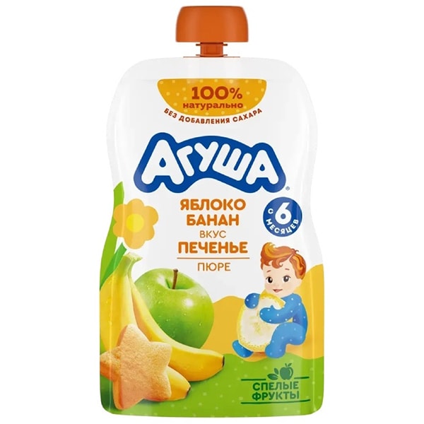 Детское пюре Агуша яблоко, банан 90 г.